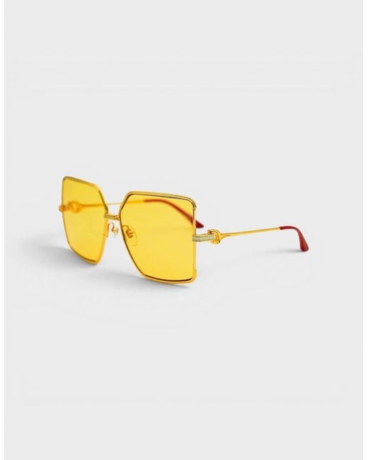 Casablanca Metallic Stainless Steel Square Sunglasses Canary