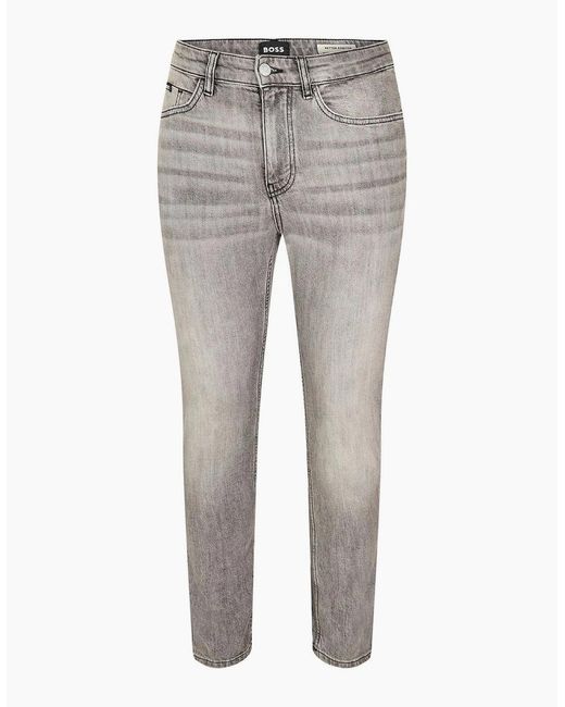 Boss Gray Delaware Slim Fit Mid Rise Jeans for men