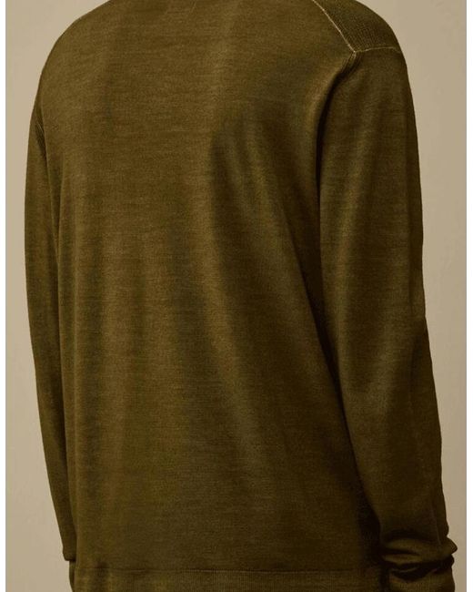 C P Company Green Merino Wool Lens Logo Khaki Knitwear Sweater for men