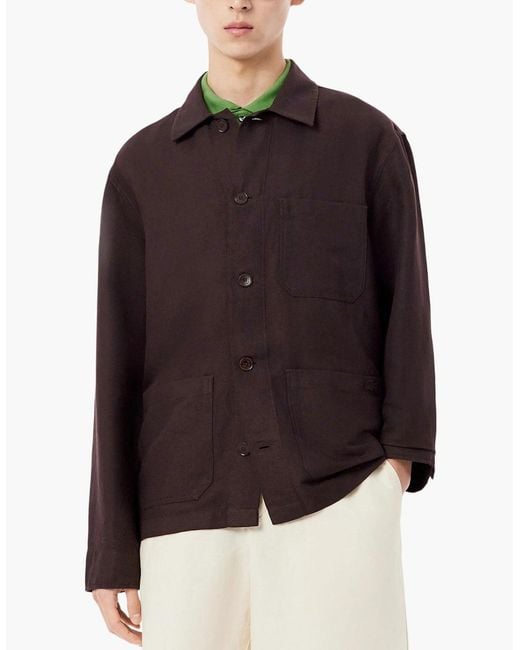 Lacoste Brown Ch1841 Linen Blend Overshirt for men