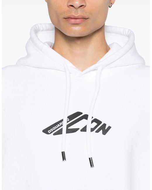 DSquared² White Icon Relax Fit Hoodie for men