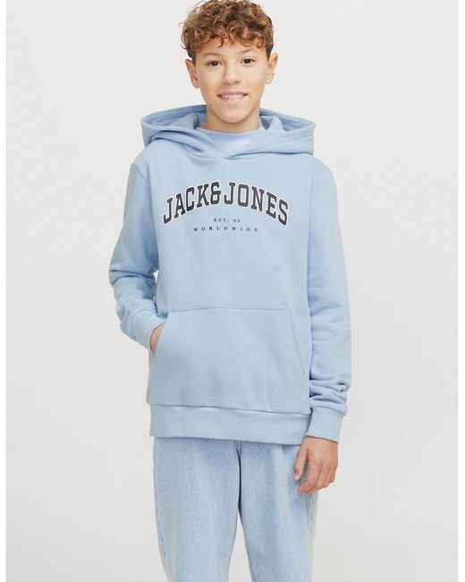 Jack & Jones Blue Varsity Lettering Hooded Sweatshirt