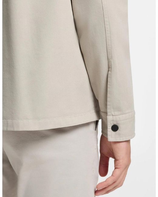 Boss Gray Solid Patterned Shirt Collar Press Stud Cuff Shirt Jacket for men