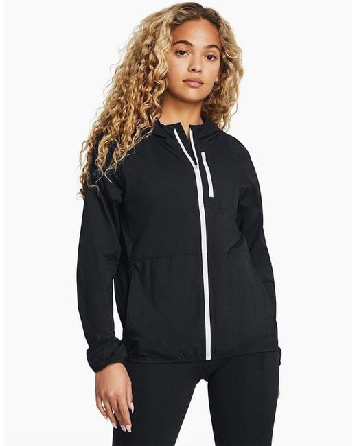 Under Armour Blue Launch Solid Patterned Hooded Running Jacket
