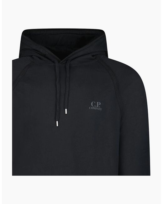 C P Company Blue Light Fleece Print Logo Hoodie for men