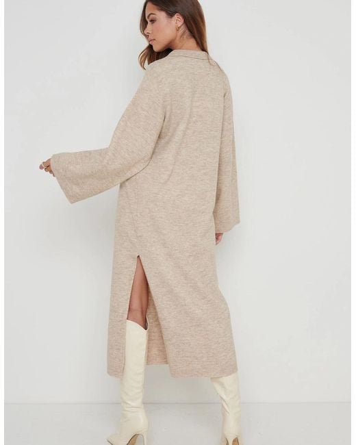 Pretty Lavish Natural Cas Collared Knit Dress