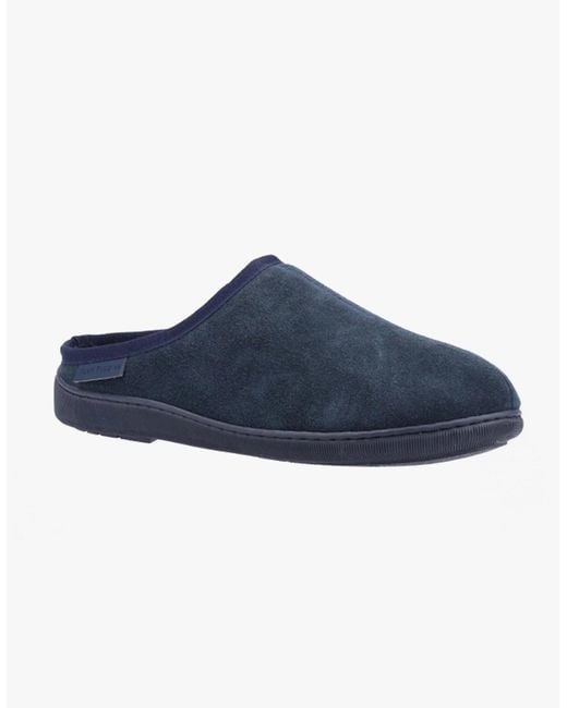 Hush Puppies Blue Ashton Leather Mule Slippers for men