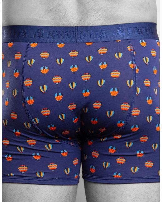 Swole Panda Blue Hot Air Balloons Bamboo Boxer Brief for men