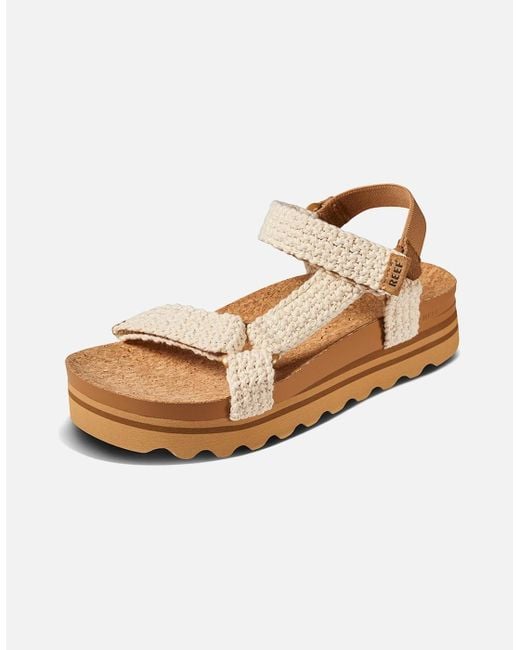 Reef White Cushion Rem Hi Sandal Crochet Natural