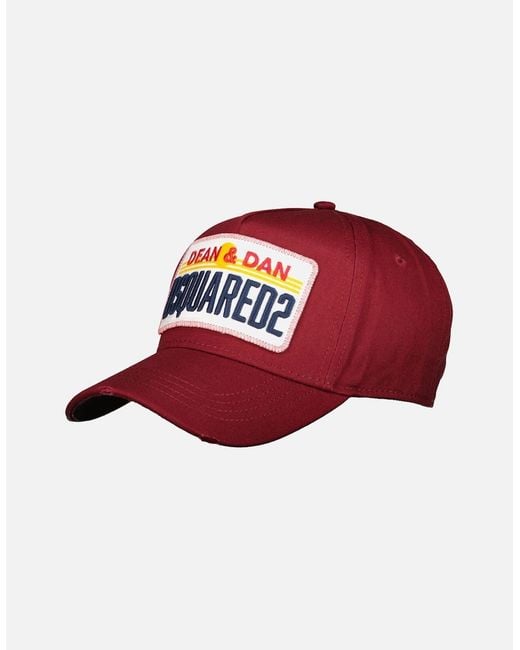 DSquared² Red Dean & Dan Logo Patch Baseball Cap for men