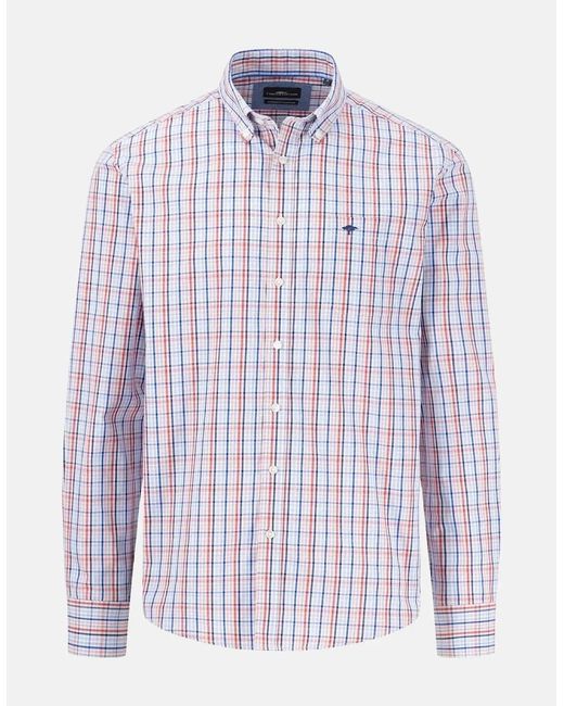 Fynch-Hatton Red Combi Check Shirt Poppy for men