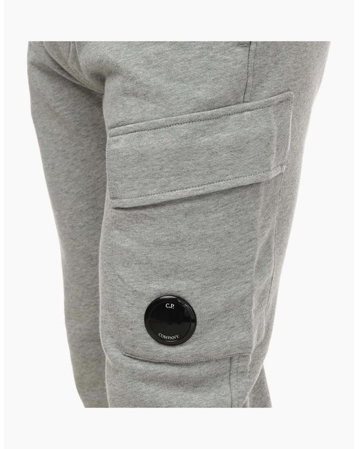 C P Company Gray Diagonal Raised Fleece Cargo Sweatpants for men