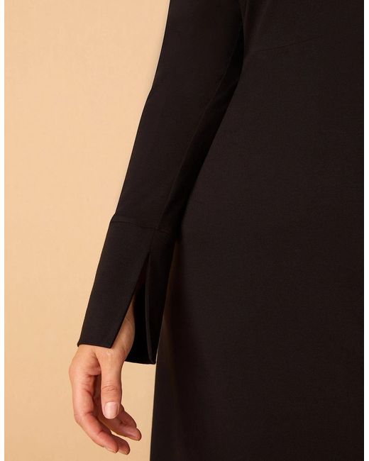 Live Unlimited London Black Polo Collar Jersey Midi Dress
