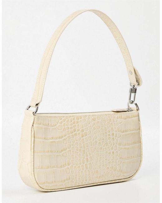 By Far Natural Embossed Leather Shoulder Bag