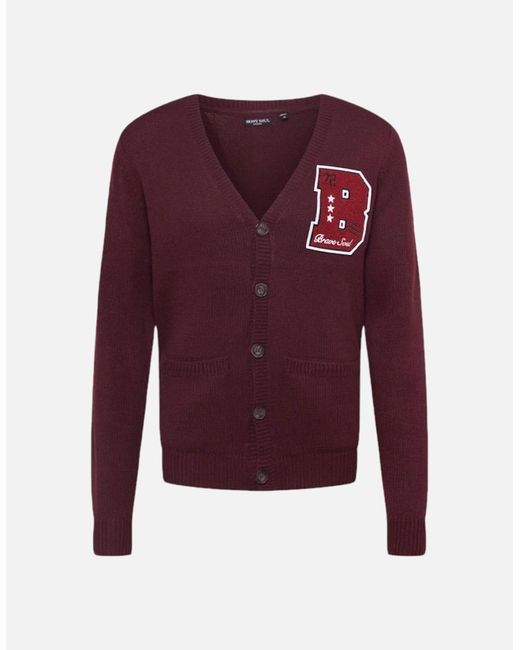Brave Soul Red Cardigan Long Sleeve Open Front Regular Knitted Warm Button Top