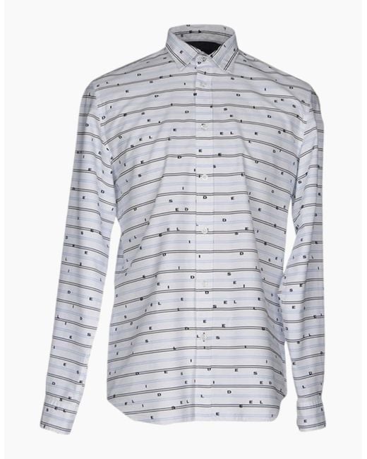 DIESEL Gray S Decline 0Nakx 100 Shirt Long Sleeves Casual Summer Cotton Shirts for men