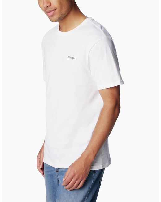 Columbia White Basic Small Chest Logo T-Shirt for men