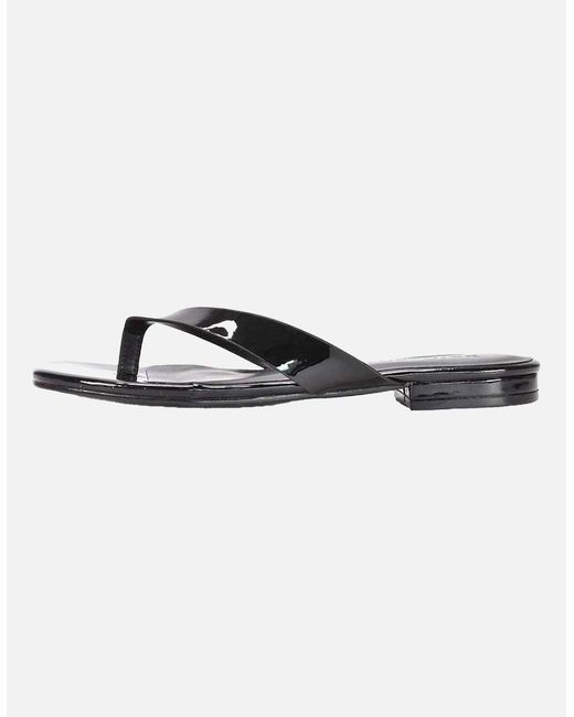 XY London Black Ladies Rio Patent Thong Strap Square Flip Flops