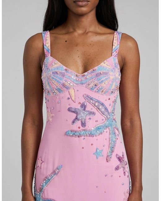 Oceanus Pink Crescent Shell Long Dress