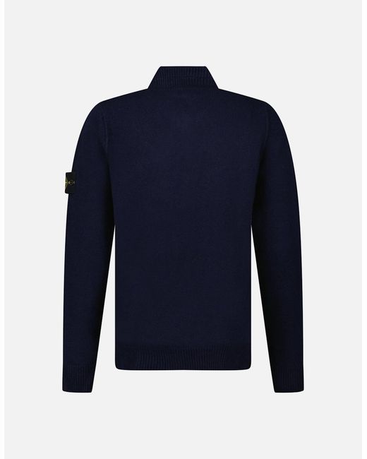 Stone Island Blue Half-Zip Jumper for men