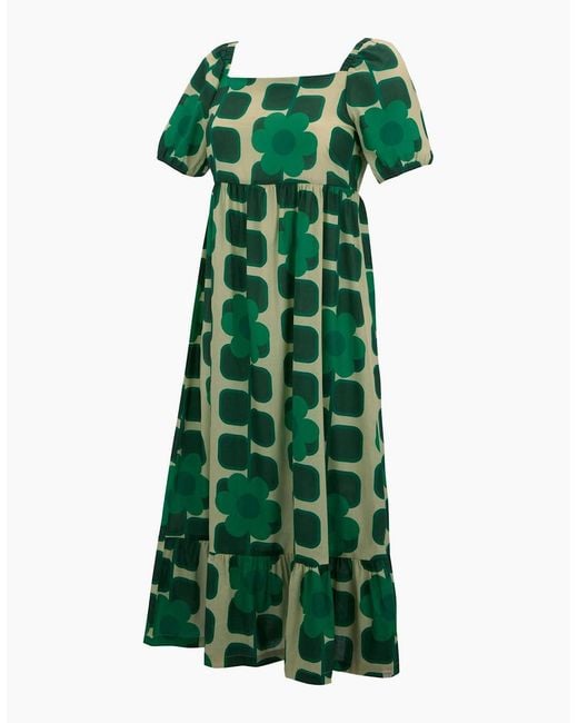 Regatta Green Ladies Orla Kiely Giant Square Flower Summer Midi Dress