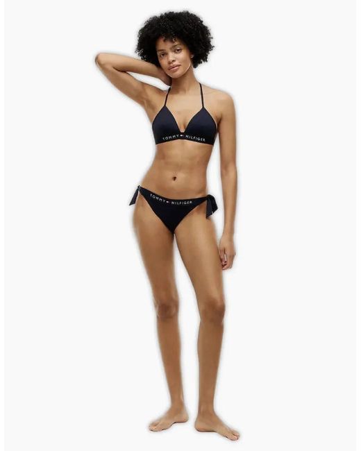 Tommy Hilfiger Black Th Original Cheeky Side-Tie Swim Bikini Bottoms