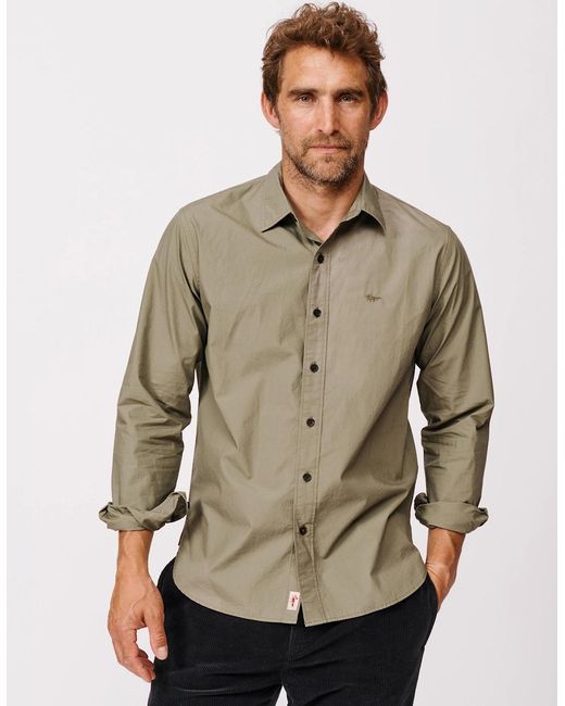 aubi Brown Chase Poplin Shirt for men