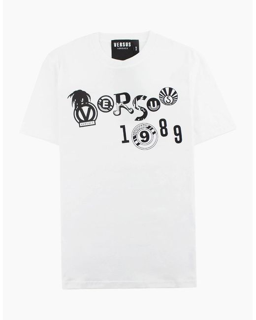 Versus  White Versace Versus Slim Fit Print T-Shirt for men