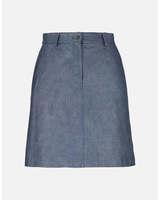 Boss Blue C_Semara Denim Print Leather Mini Skirt