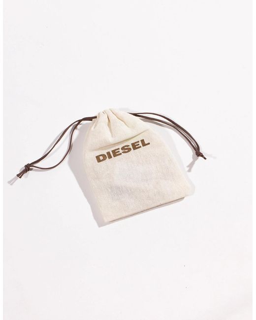 DIESEL Assord Leather Keyring in White for Men | Lyst UK