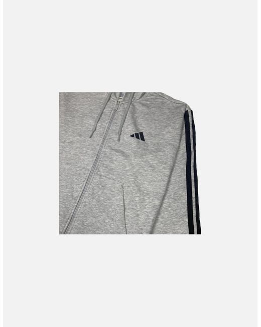 Adidas Gray 3 Stripes Essentials Eqt Zip Hoodie for men