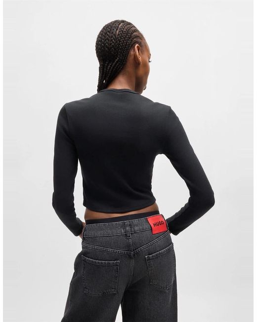 Boss Blue Cropped Crew Neck Slim Fit T-Shirt
