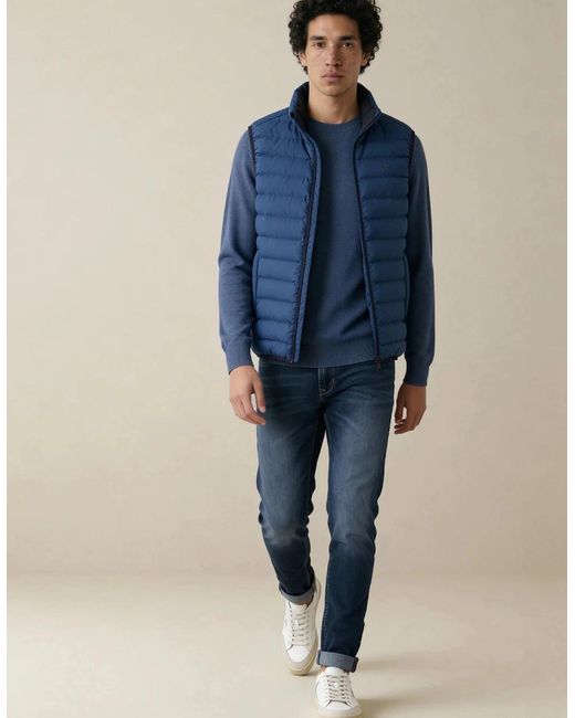 Fynch-Hatton Blue Stand Collar Light Weight Vest Harbour for men