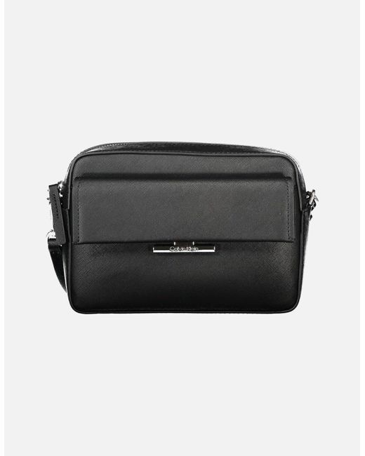 Calvin Klein Black Leather Shoulder Bag With-Tone Hardware