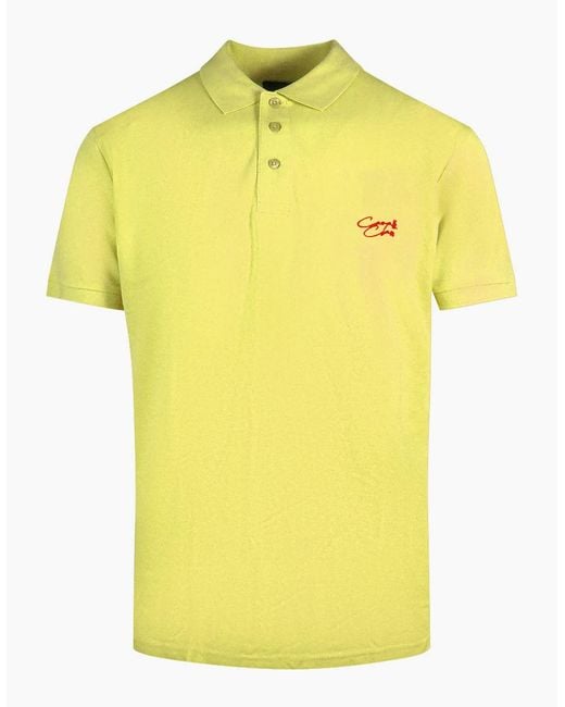 Roberto Cavalli Yellow Cavalli Class Signature Logo Polo Shirt for men