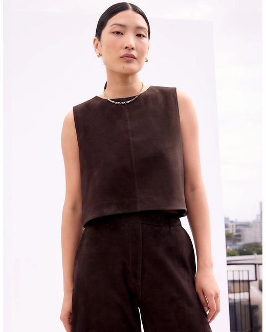 Ro&zo Purple Chocolate Suede Shell Top