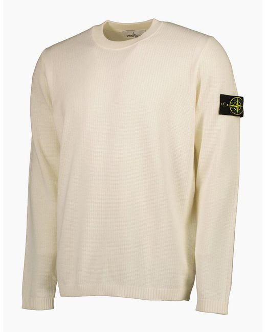 Stone Island Natural Crewneck Knitted Cotton Jumper for men
