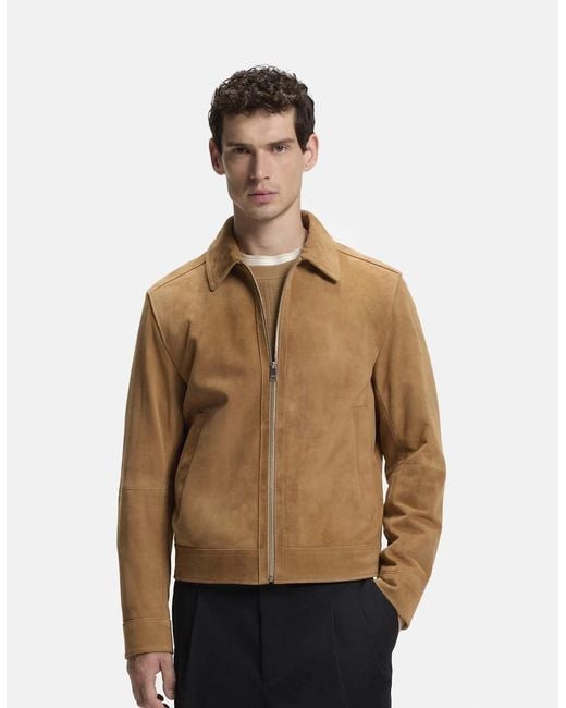 Boss Brown H Malbano 7 Leather Jacket for men