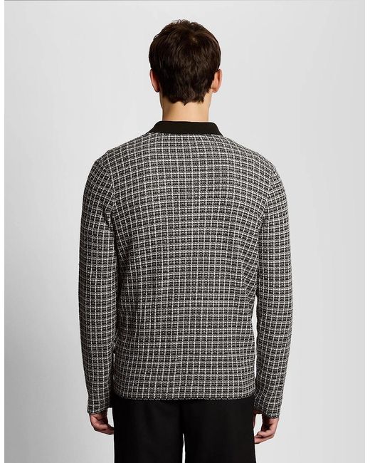 Lyle & Scott Gray Basketweave Knitted Collared Cardigan for men