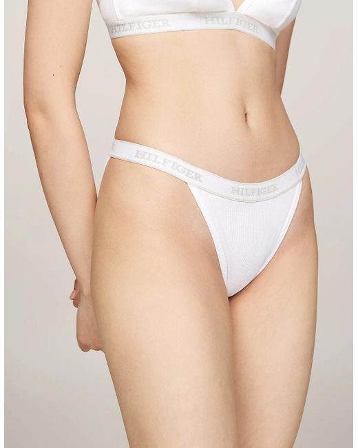 Tommy Hilfiger White Monotype Tanga Bikini Briefs