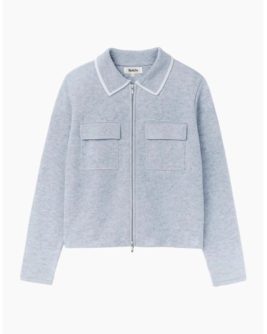 Ro&zo Blue Knit Zip Front Jacket With Wool