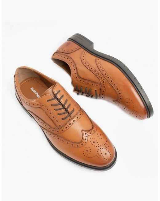 Hush Puppies White Santiago Leather Oxford Brogue Shoes for men