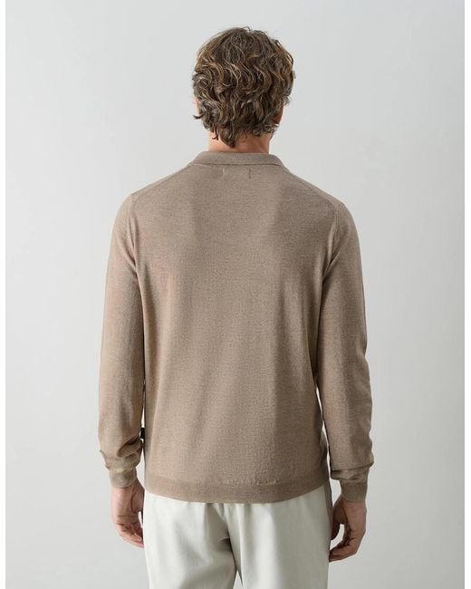 Oliver Sweeney Natural Merino Wool Buttonless Polo for men