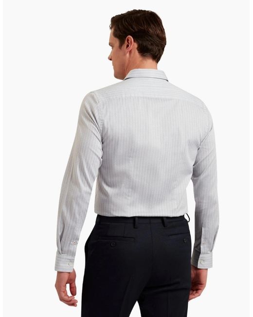 Ted Baker Gray Tamaso Slim Herringbone Print Shirt for men