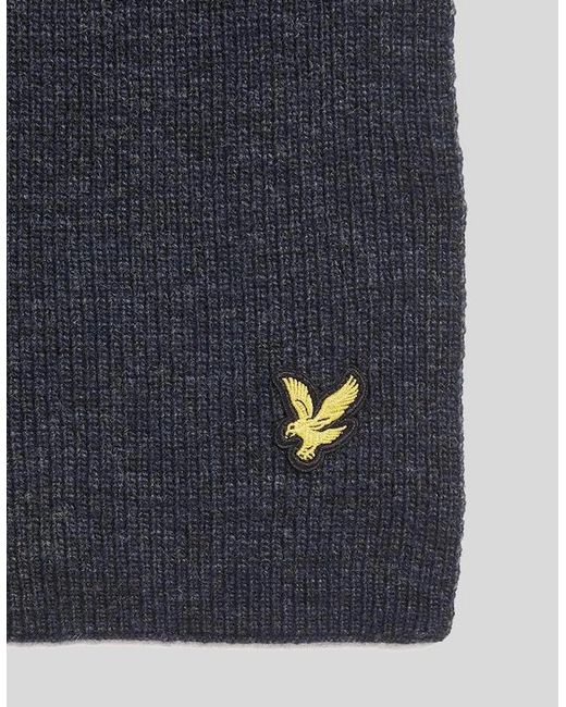 Lyle & Scott Blue Lambswool Blend Ribbed Scarf for men