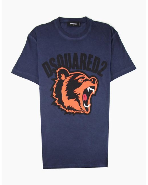 DSquared² Blue Bear Logo T-Shirt for men