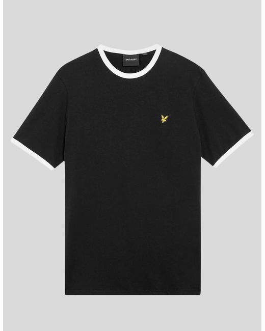 Lyle & Scott Black Ringer Cotton Crew Neck T-Shirt for men