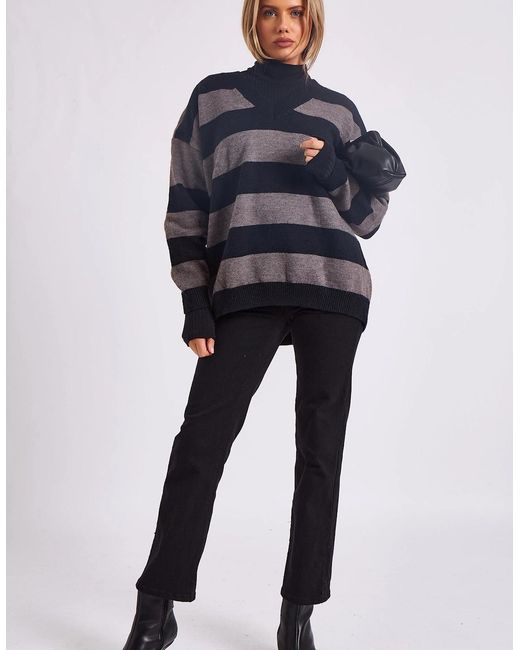 Gini London Blue Wide Stripe Oversized Jumper