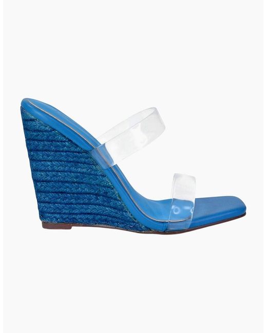 XY London Blue Ladies Shea Strappy Wedge Espadrilles