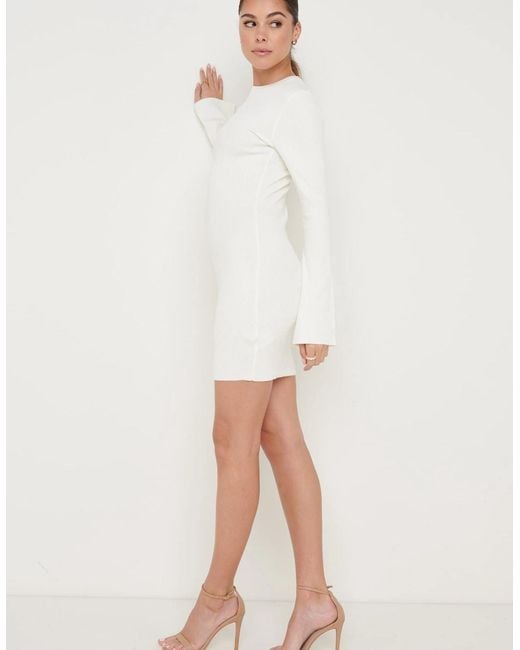 Pretty Lavish White Laurel Long Sleeve Knit Mini Dress